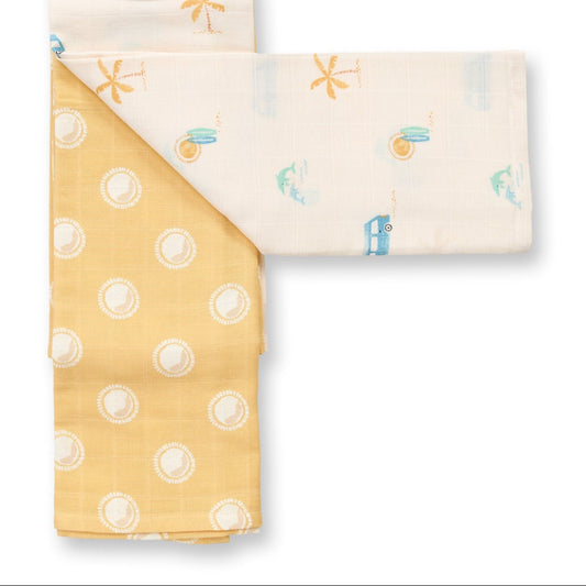 Set 2pz in Mussola di Cotone Biologico - 80x80 cm - Summer Holiday