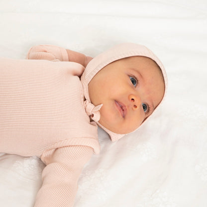 Cuffietta neonato in seta e cotone Rosa