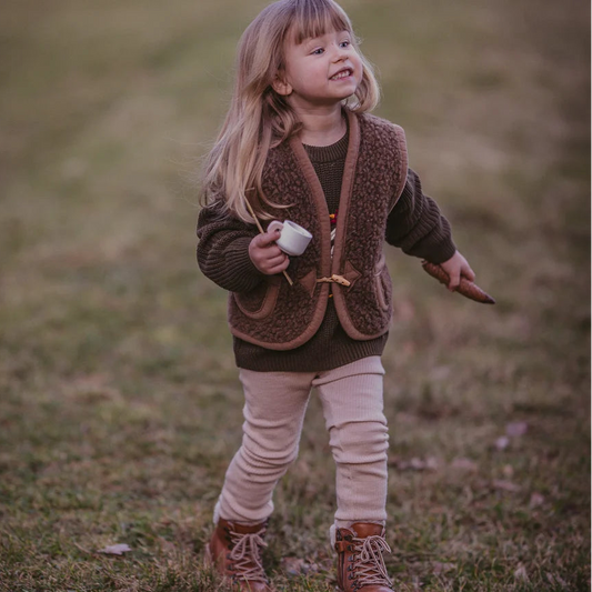 Gilet in Lana Merino Junior - Alpen Cacao