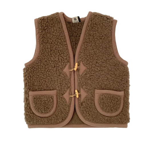 Gilet in Lana Merino Junior - Alpen Cacao