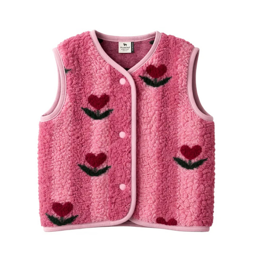 Gilet in Lana Merino Junior/Adulto - Cherry
