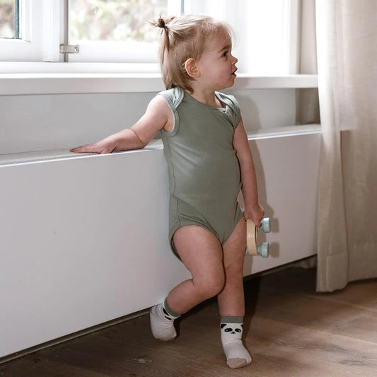 Box 3 pz - Body smanicato in Bamboo e Cotone Bianco/Verde/Blu