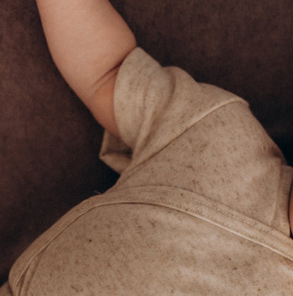 Body manica corta in Tencel e Lino - Ecru