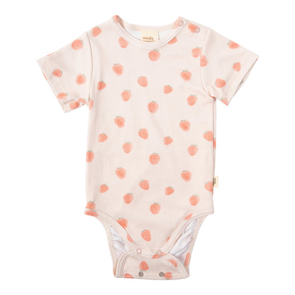 Body manica corta in Cotone Biologico - Fragole