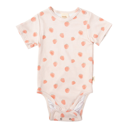 Body manica corta in Cotone Biologico - Fragole