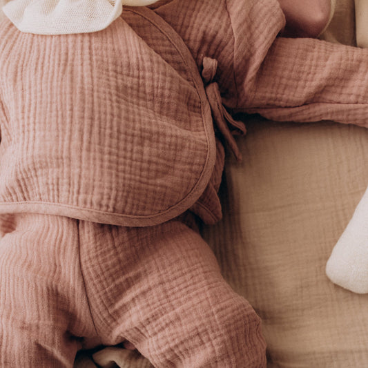 Kimono in Mussola di Cotone Biologico - Rosa Antico