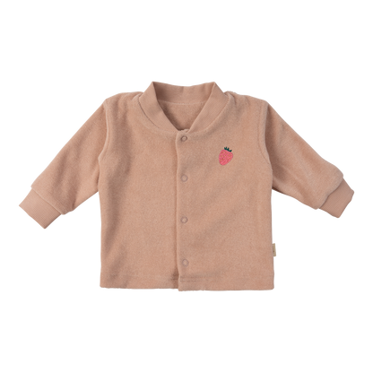 Cardigan in spugna di Cotone Biologico - Rosa Antico