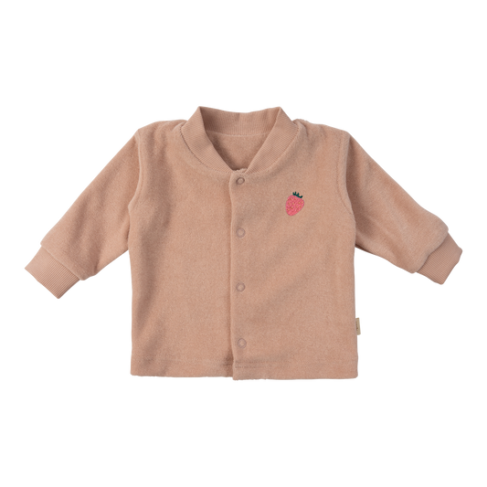 Cardigan in spugna di Cotone Biologico - Rosa Antico