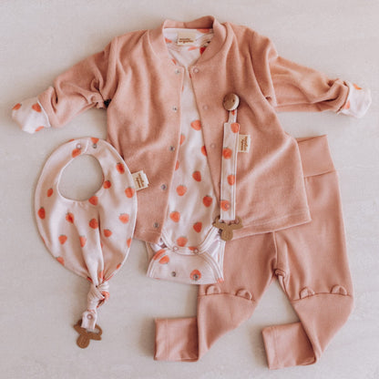 Cardigan in spugna di Cotone Biologico - Rosa Antico