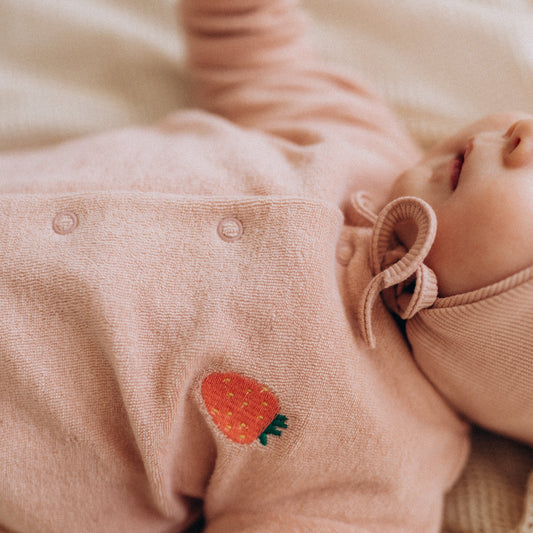 Cardigan in spugna di Cotone Biologico - Rosa Antico