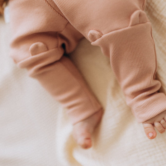 Leggings a costina in Cotone Biologico - Rosa Antico