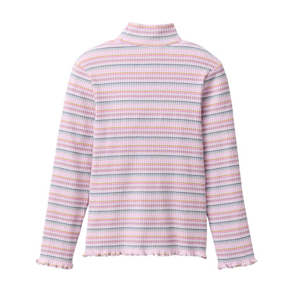 Maglia a manica lunga in cotone biologico - Righe Rosa