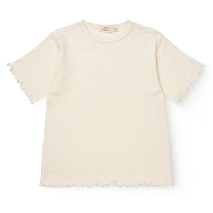 T-shirt in Cotone Biologico Pointelle - Crema