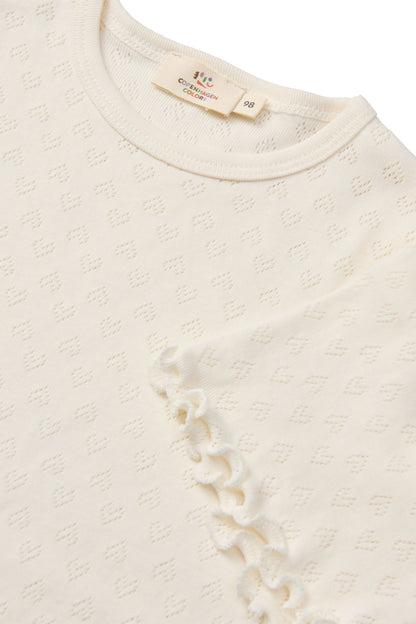 T-shirt in Cotone Biologico Pointelle - Crema