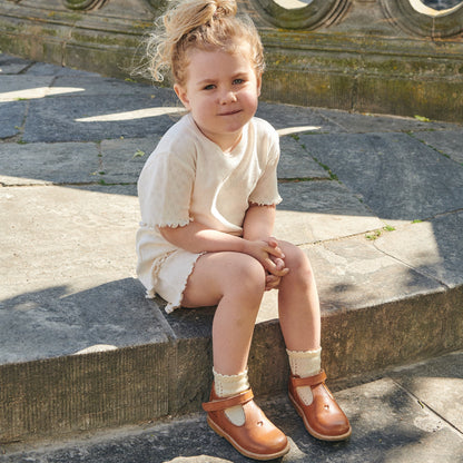 T-shirt in Cotone Biologico Pointelle - Crema