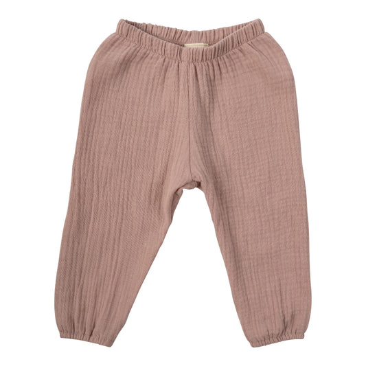 Pantaloni in Mussola di Cotone Biologico - Rosa Antico