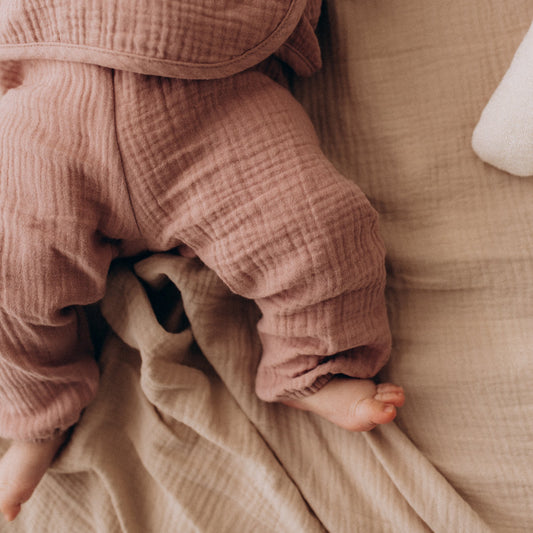 Pantaloni in Mussola di Cotone Biologico - Rosa Antico