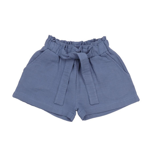 Shorts in Mussola di Cotone Biologico - Cobalto