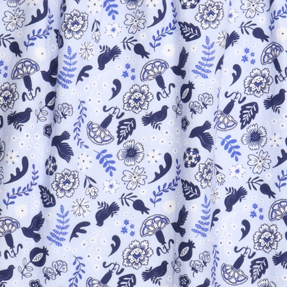 Abito in Mussola di Cotone Biologico - Fiori Blu
