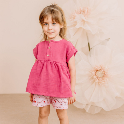 Blusa in Mussola di Cotone Biologico - Magenta