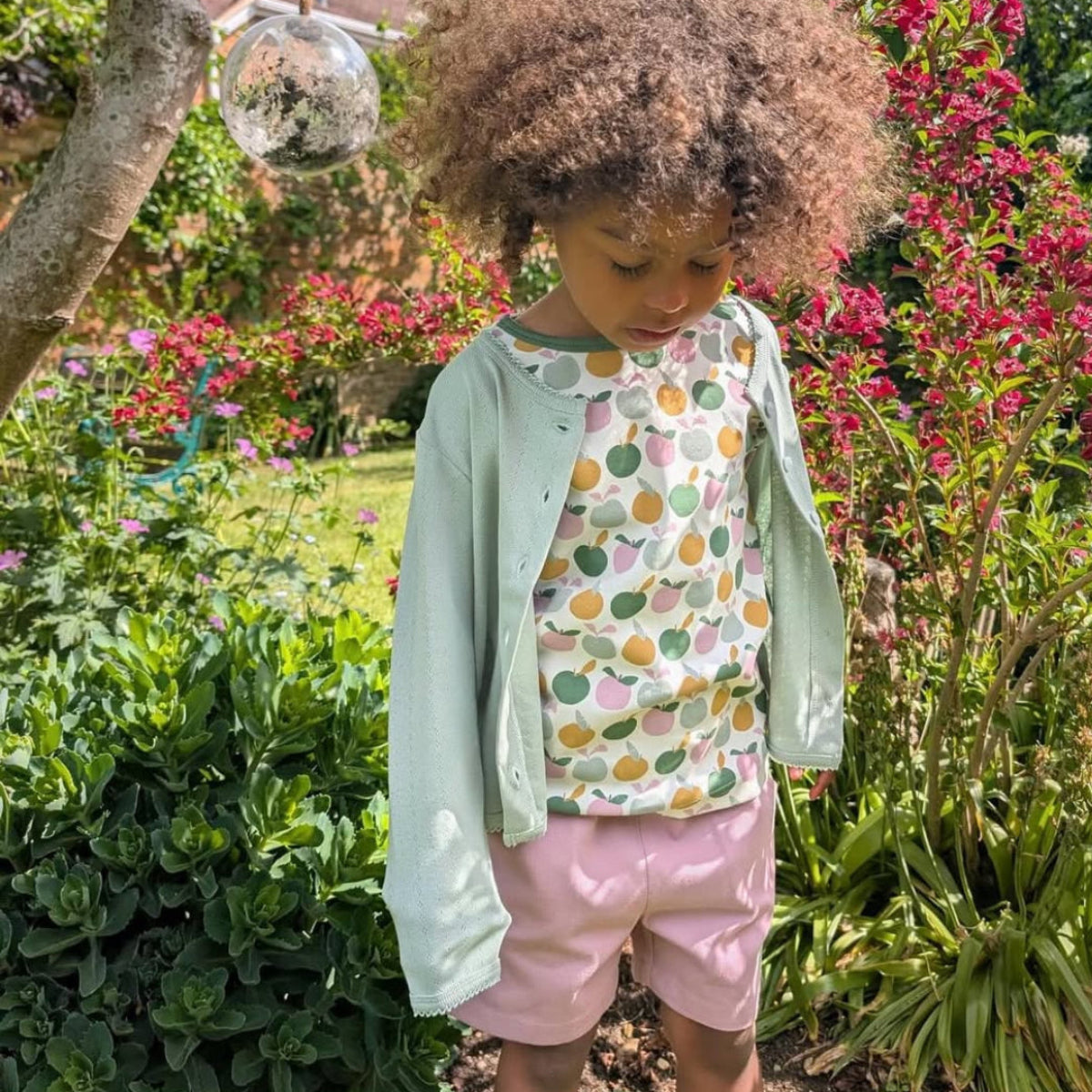 Pantaloncini in Cotone Biologico con ricamo - Mela