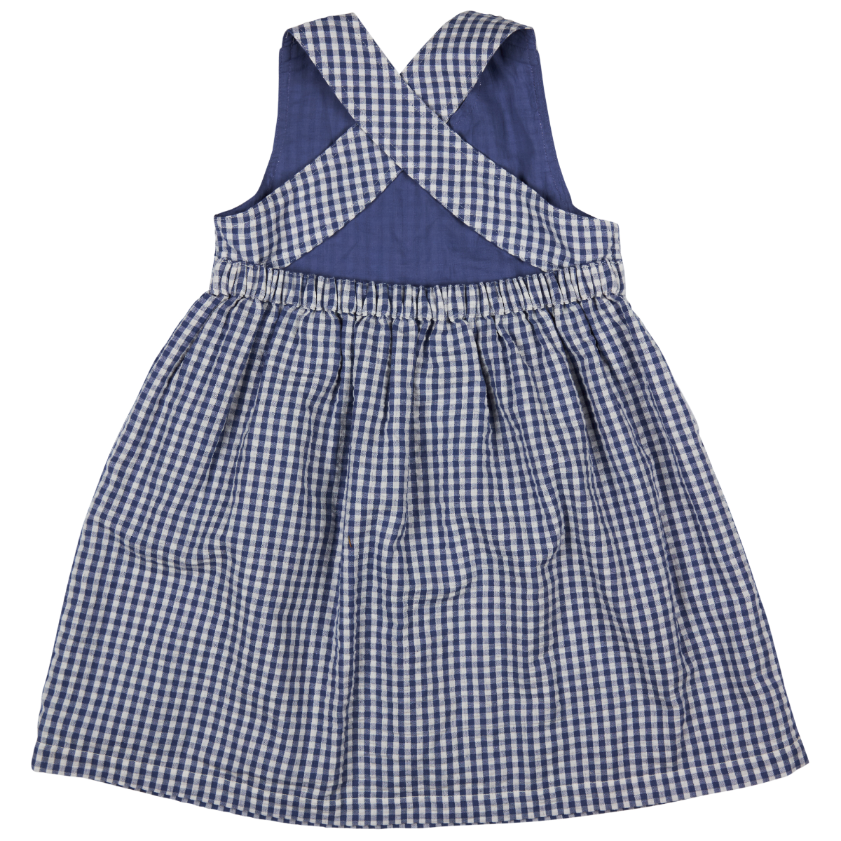Abito con incrocio in Cotone Biologico - Quadri Blu