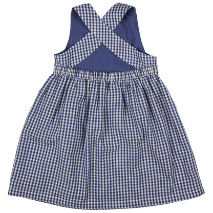 Abito con incrocio in Cotone Biologico - Quadri Blu