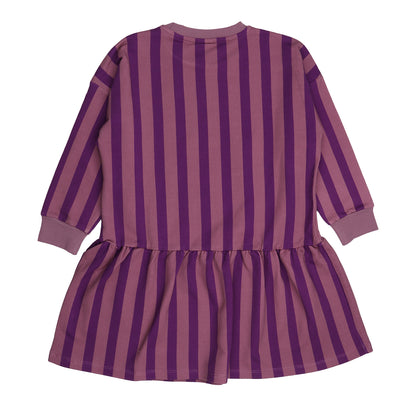 Abito felpato in Cotone Biologico - Righe Viola