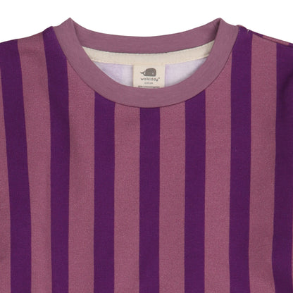 Abito felpato in Cotone Biologico - Righe Viola
