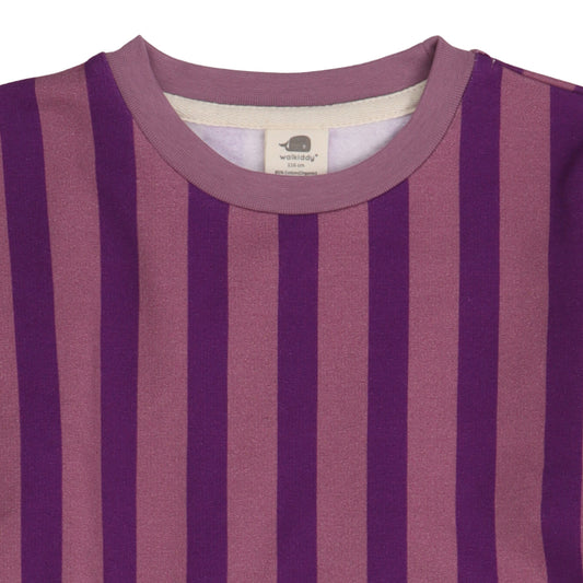 Abito felpato in Cotone Biologico - Righe Viola