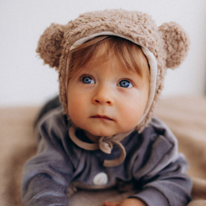 Cuffietta in Cotone e Lana Teddy con orecchie - Colori Vari