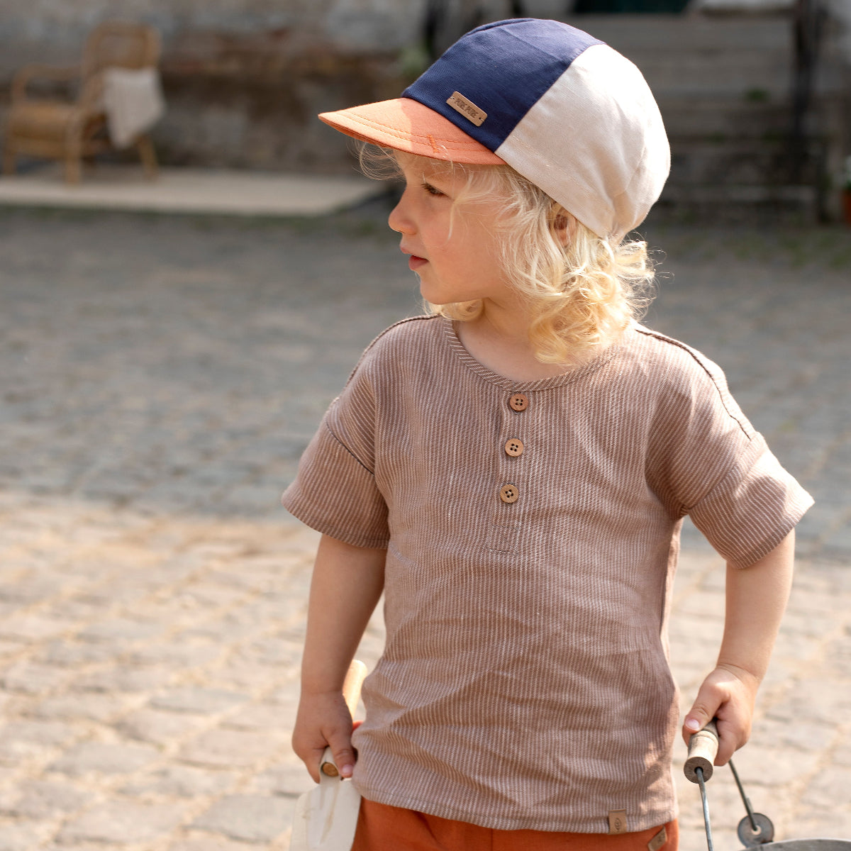 Maglia Serafino in 100% Lino - Millerighe Moka