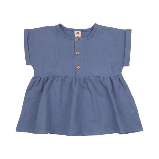 Blusa in Mussola di Cotone Biologico - Cobalto