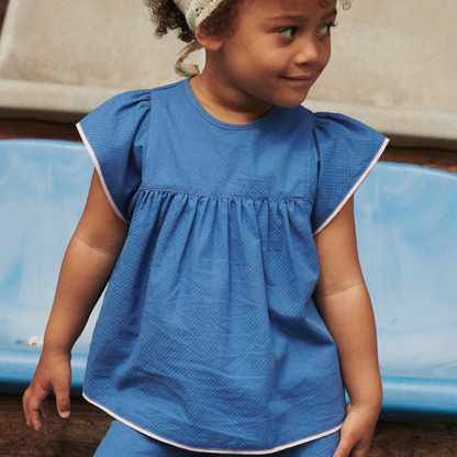 Blusa in Cotone Biologico - Cobalto