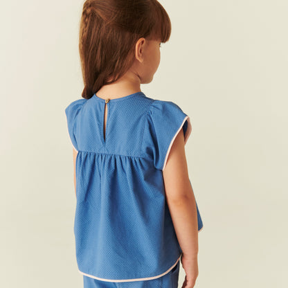 Blusa in Cotone Biologico - Cobalto