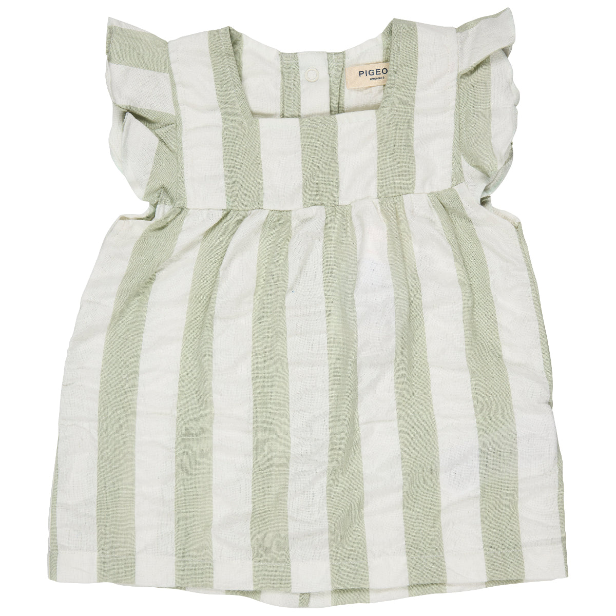 Blusa volant in Cotone Biologico - Seersucker Rigoni Verde/Bianco
