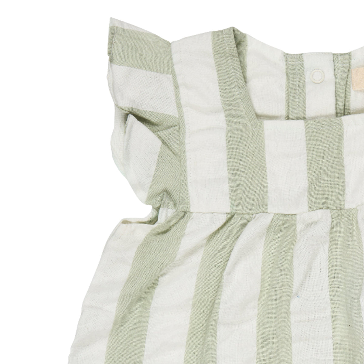 Blusa volant in Cotone Biologico - Seersucker Rigoni Verde/Bianco