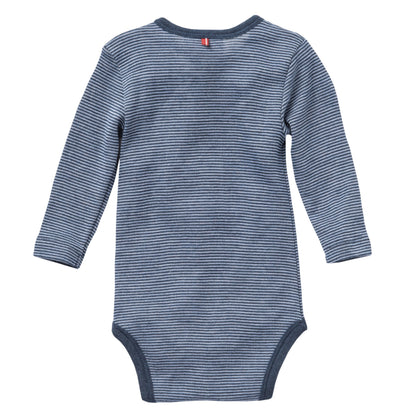 Body manica lunga in Lana e Seta - Righe Blu