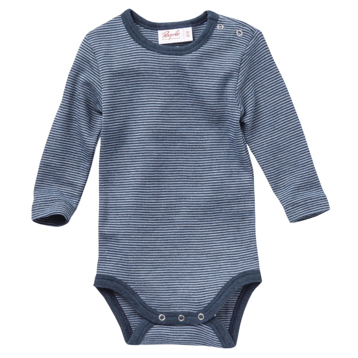 Body manica lunga in Lana e Seta - Righe Blu