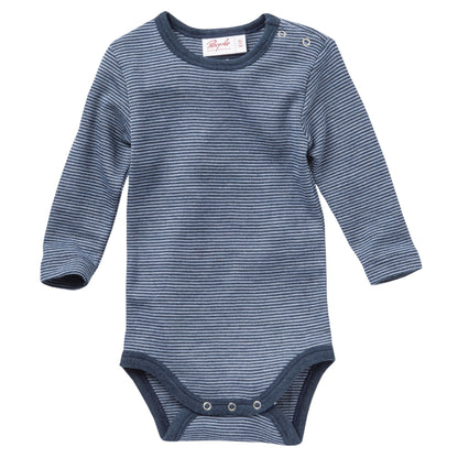 Body manica lunga in Lana e Seta - Righe Blu