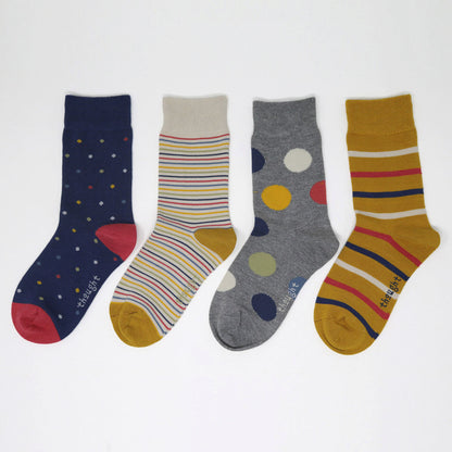 Box 4pz Calzini in bamboo KIDS - 2/3 anni - Righe e pois