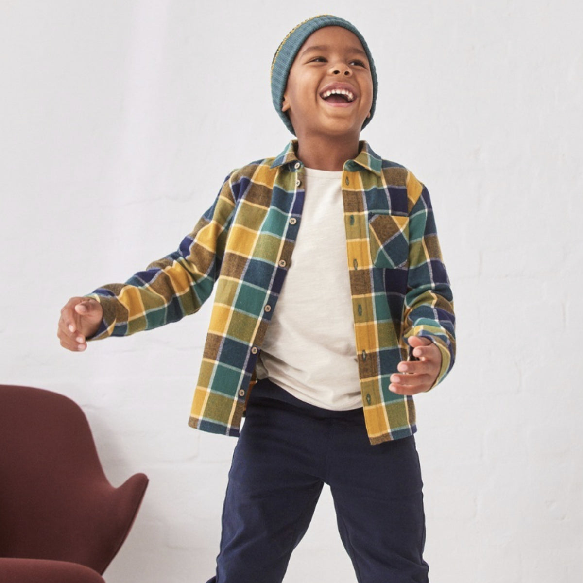 Camicia a quadri in cotone biologico