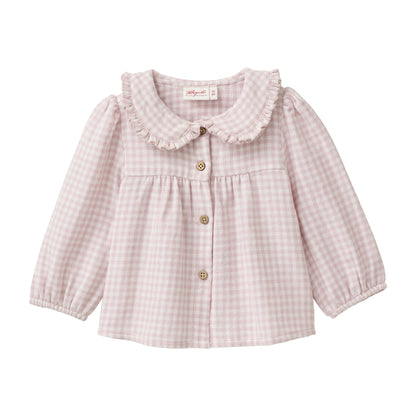 Camicia in flanella di Cotone Biologico - Vichy Rosa