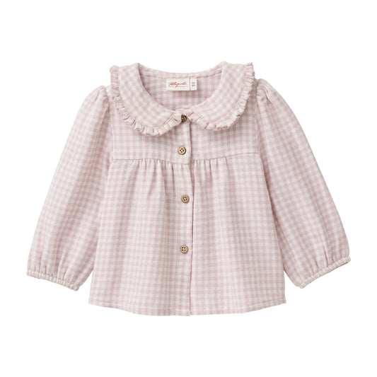 Camicia in flanella di Cotone Biologico - Vichy Rosa