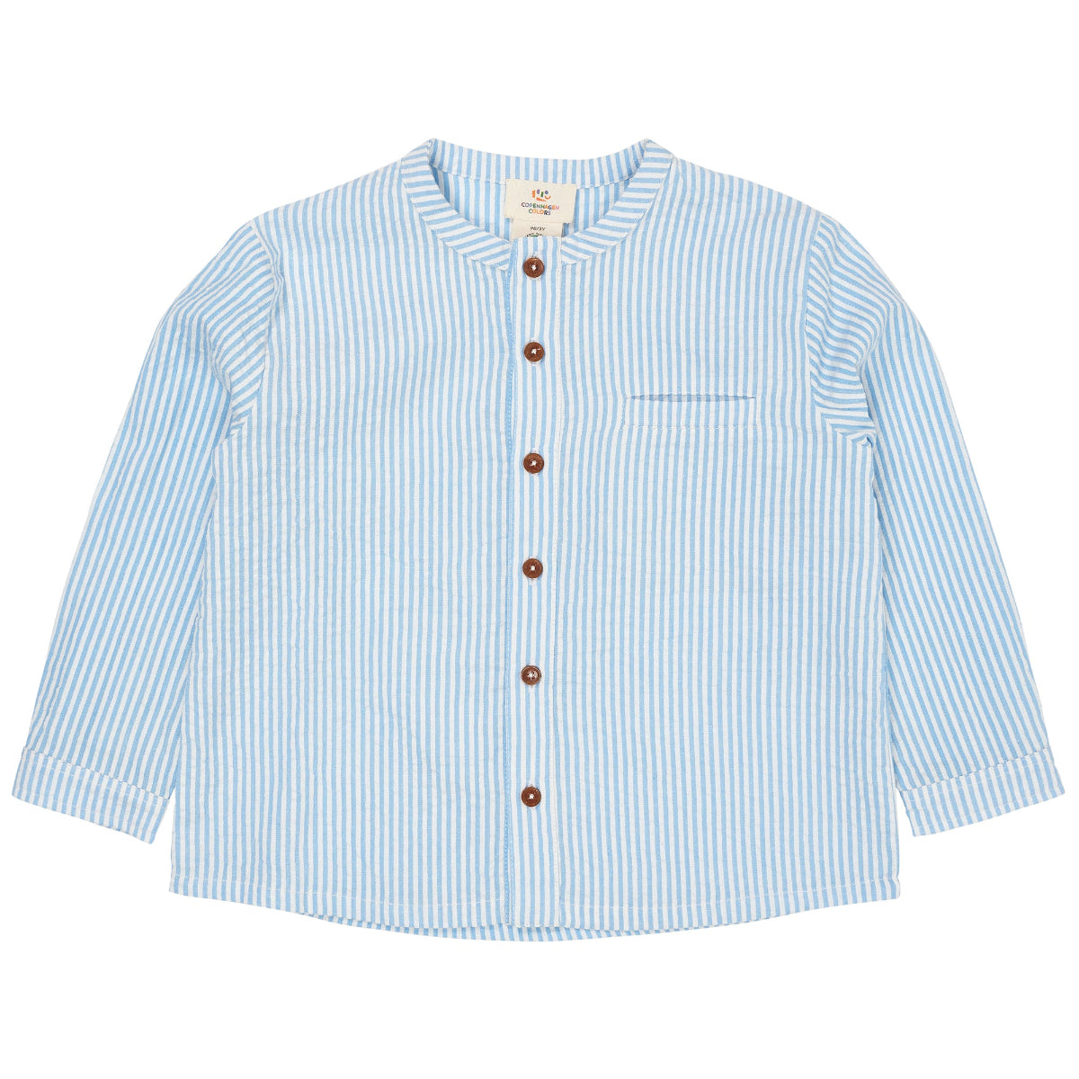 Camicia in Cotone Biologico - Seersucker righine Blu