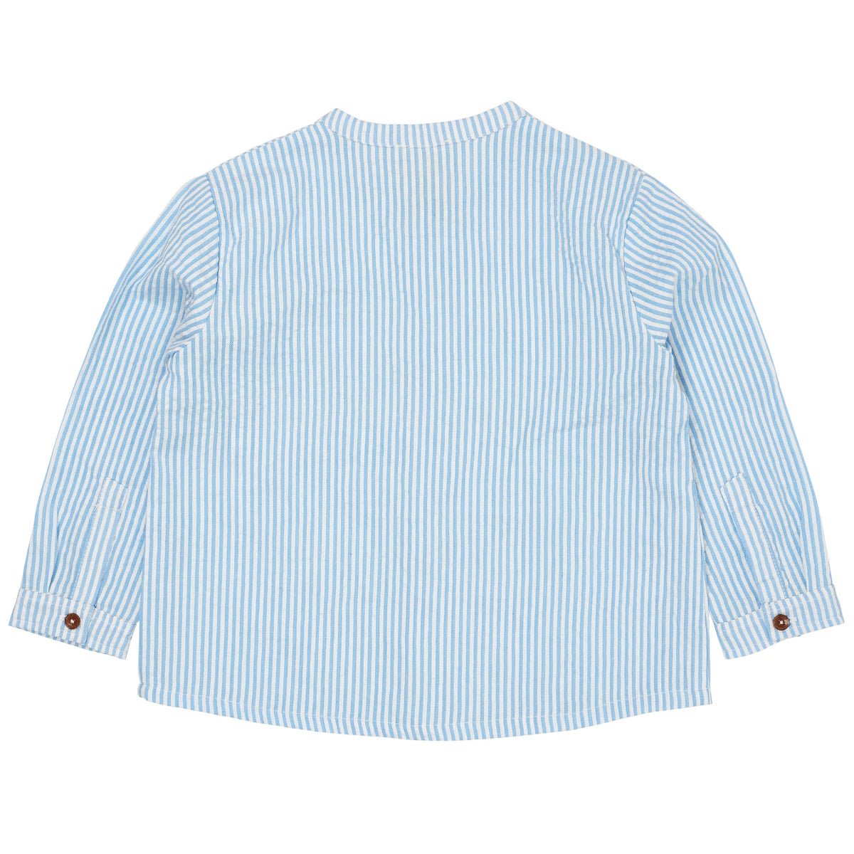 Camicia in Cotone Biologico - Seersucker righine Blu
