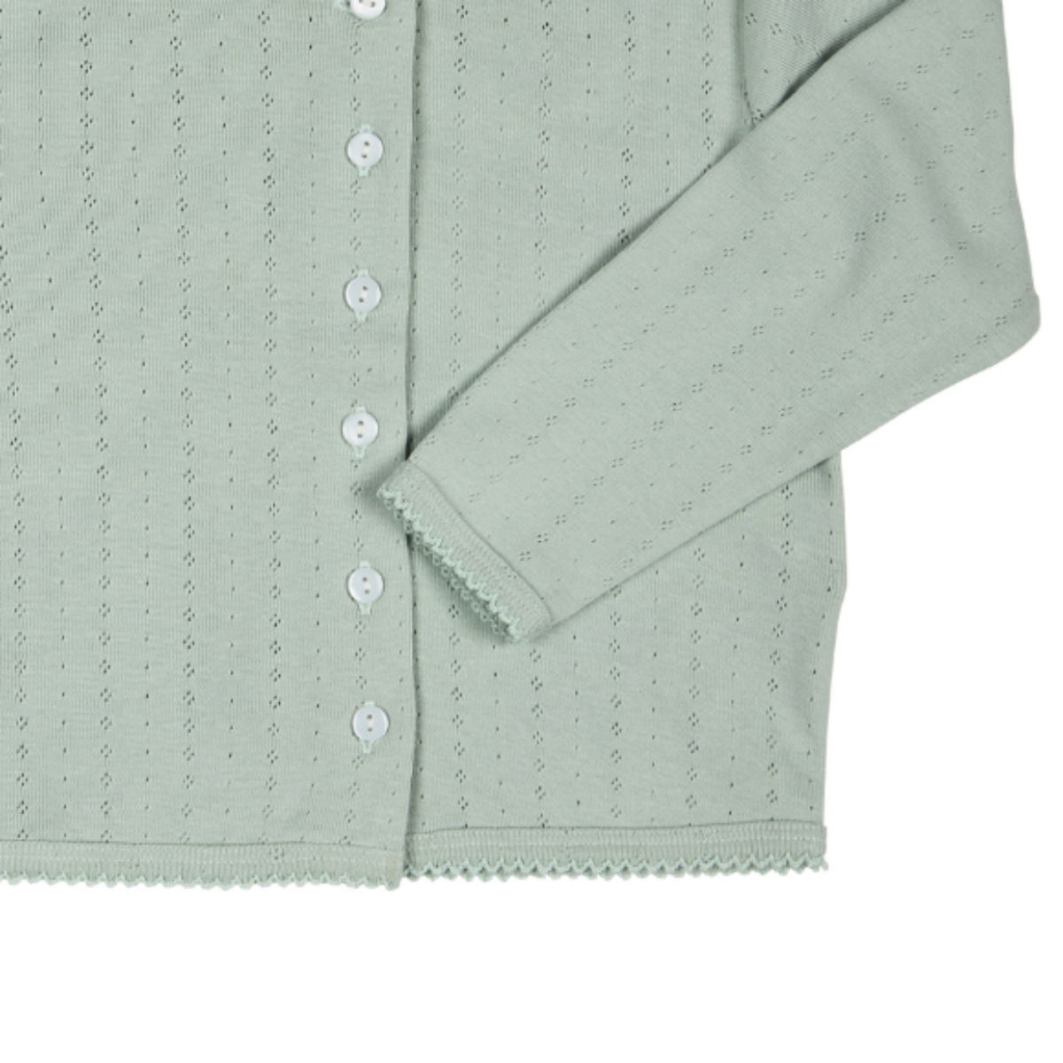 Cardigan in Cotone Biologico Pointelle - Verde