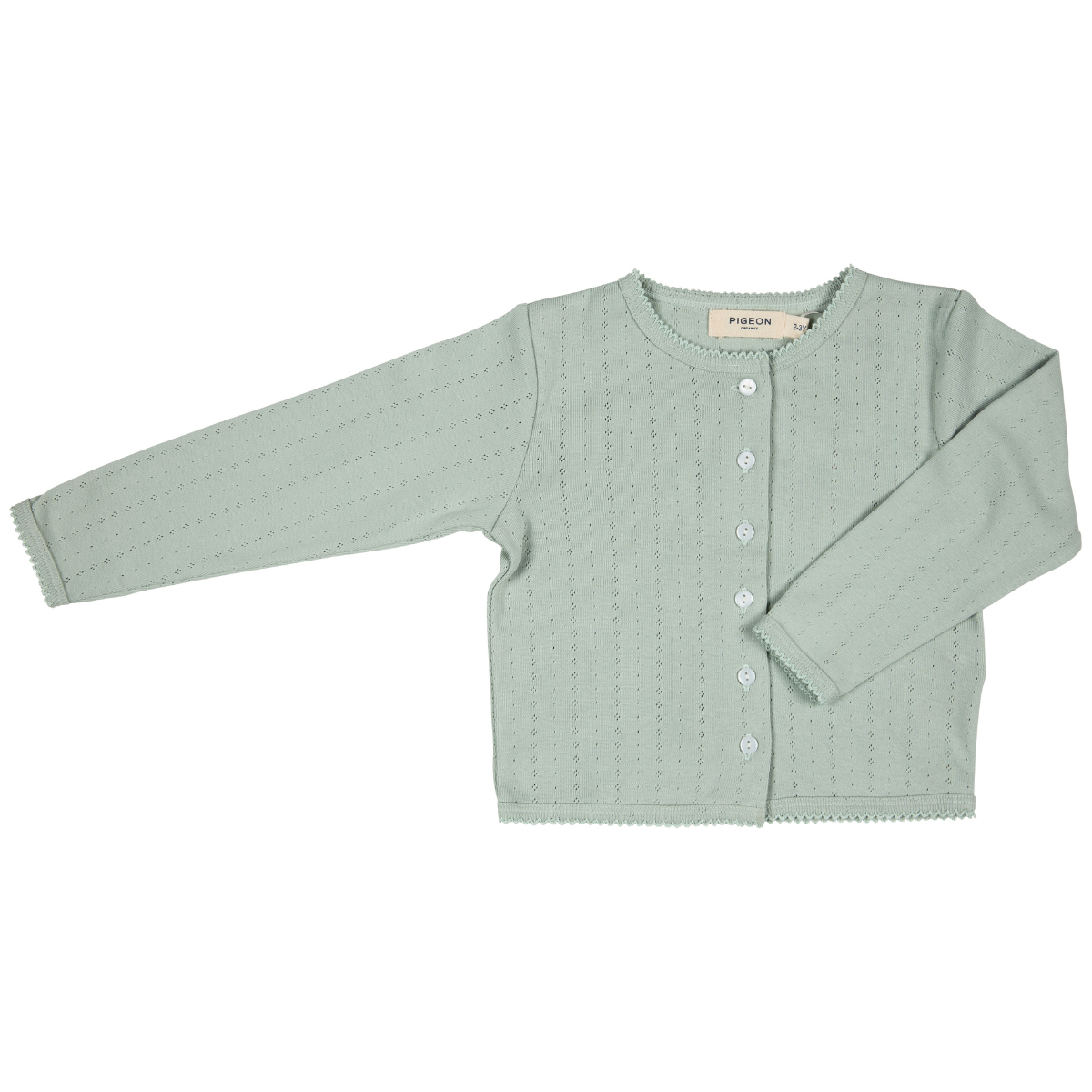 Cardigan in Cotone Biologico Pointelle - Verde