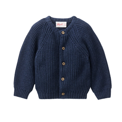 Cardigan in maglia di cotone biologico - Indaco