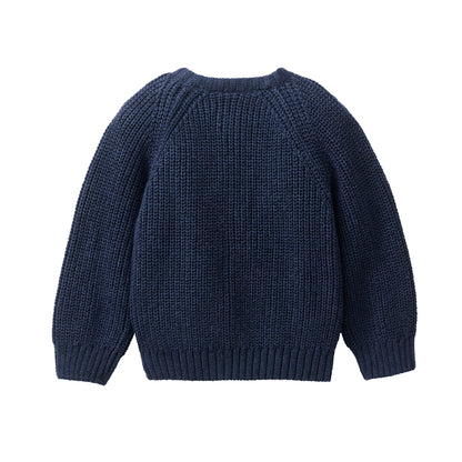 Cardigan in maglia di cotone biologico - Indaco